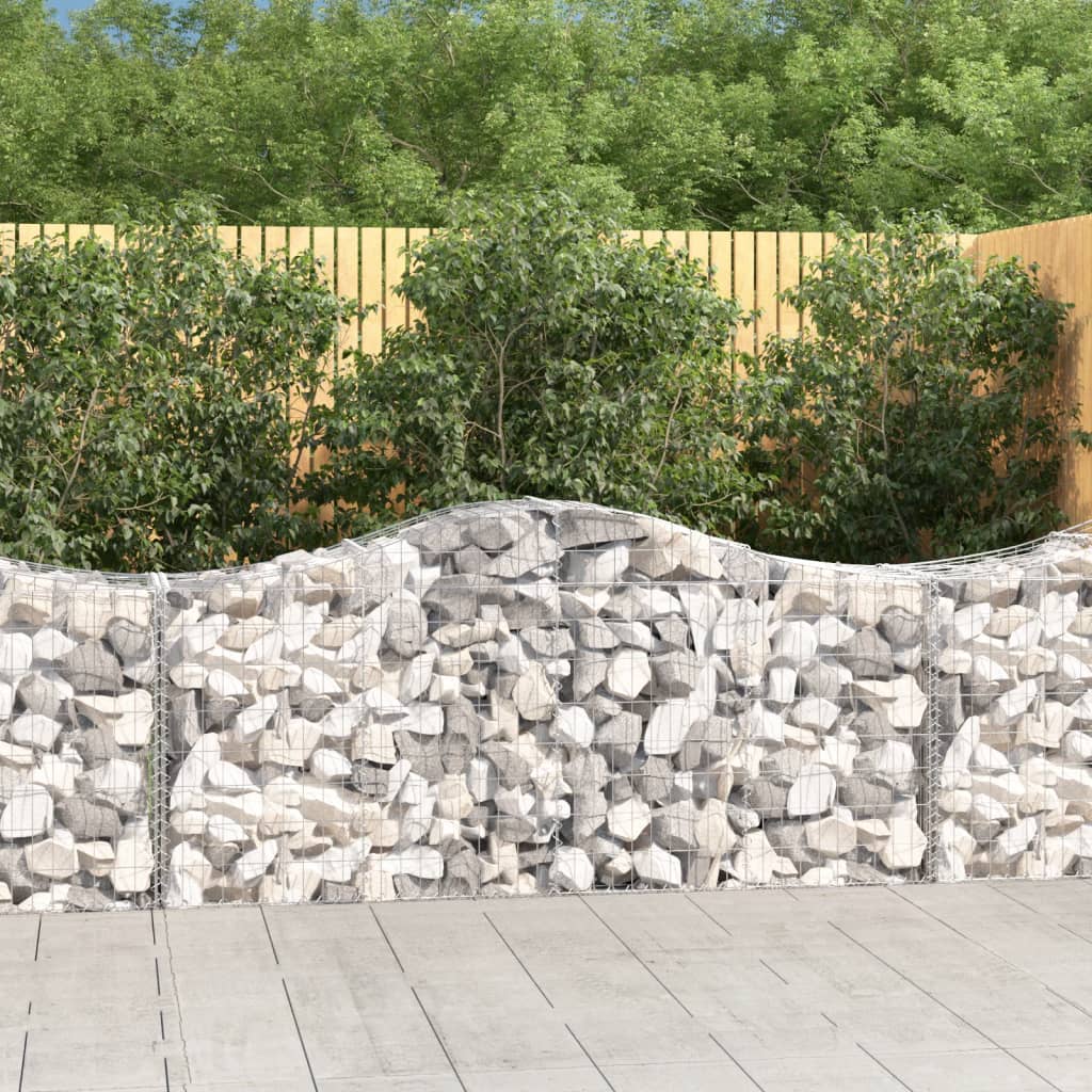 Set de 25 Cestas Gavión Arqueadas de Hierro Galvanizado — 200x50x80/100 cm | Barrera Decorativa y Acústica para Jardín