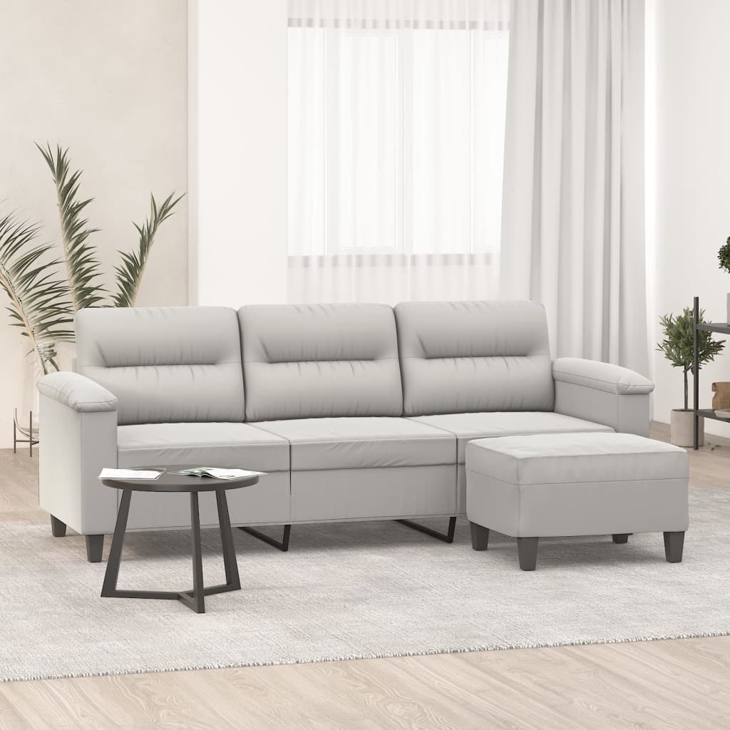 vidaXL Couch Modern Accent Upholstered Chair with Footstool Microfiber Fabric-10