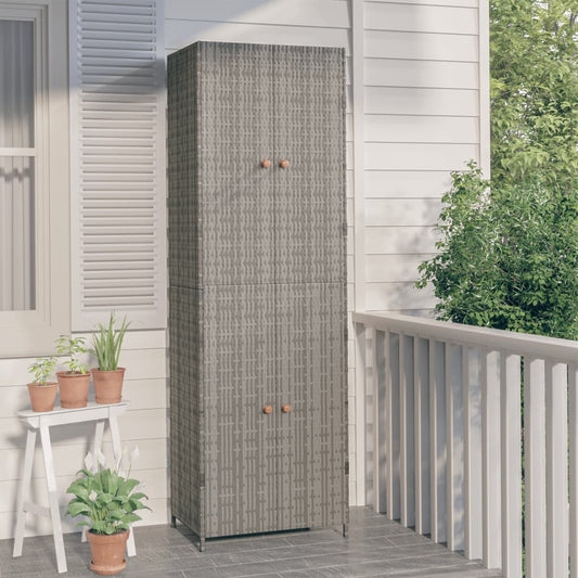 NNEVL Garden Storage Cabinet Grey 59x40x180 cm Poly Rattan-0