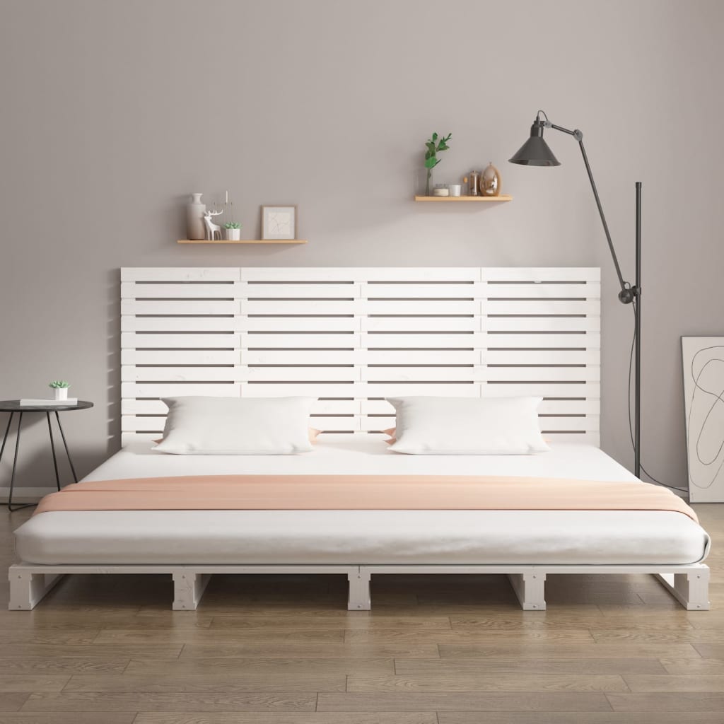 NNEVL Wall Headboard White 156x3x91.5 cm Solid Wood Pine-2