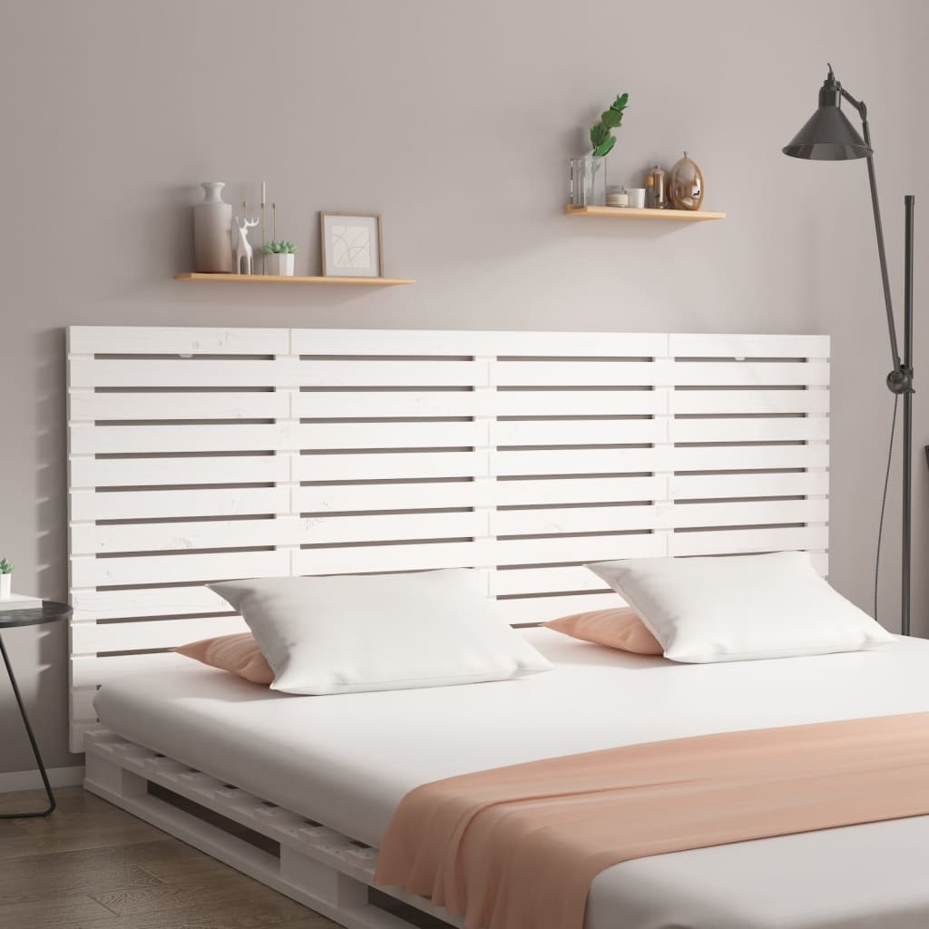 NNEVL Wall Headboard White 156x3x91.5 cm Solid Wood Pine-0