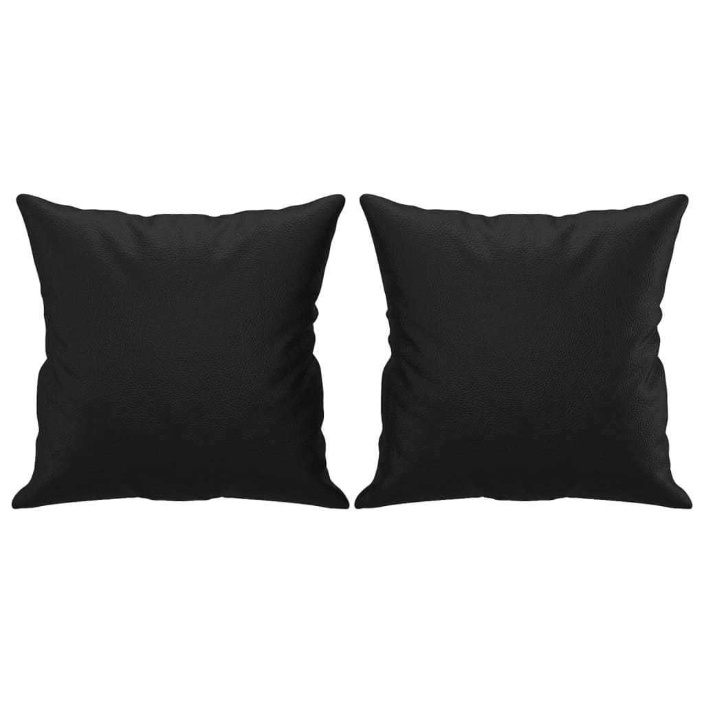 NNEVL 2-Seater Sofa with Throw Pillows Black 140 cm Faux Leather-4