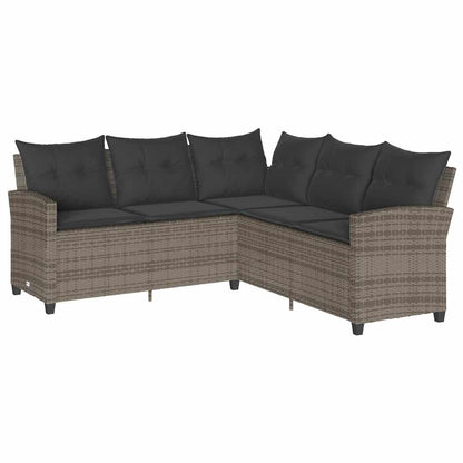 NNEVL L-shaped Couch Sofa with Cushions Grey Poly Rattan-1