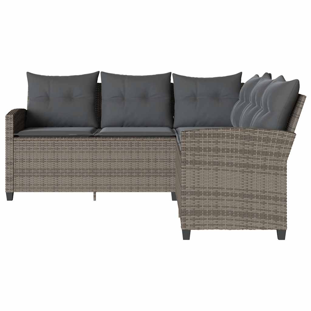 NNEVL L-shaped Couch Sofa with Cushions Grey Poly Rattan-2
