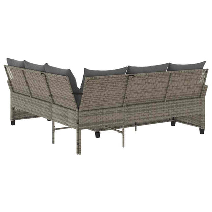 NNEVL L-shaped Couch Sofa with Cushions Grey Poly Rattan-4