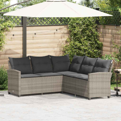 NNEVL L-shaped Couch Sofa with Cushions Grey Poly Rattan-0