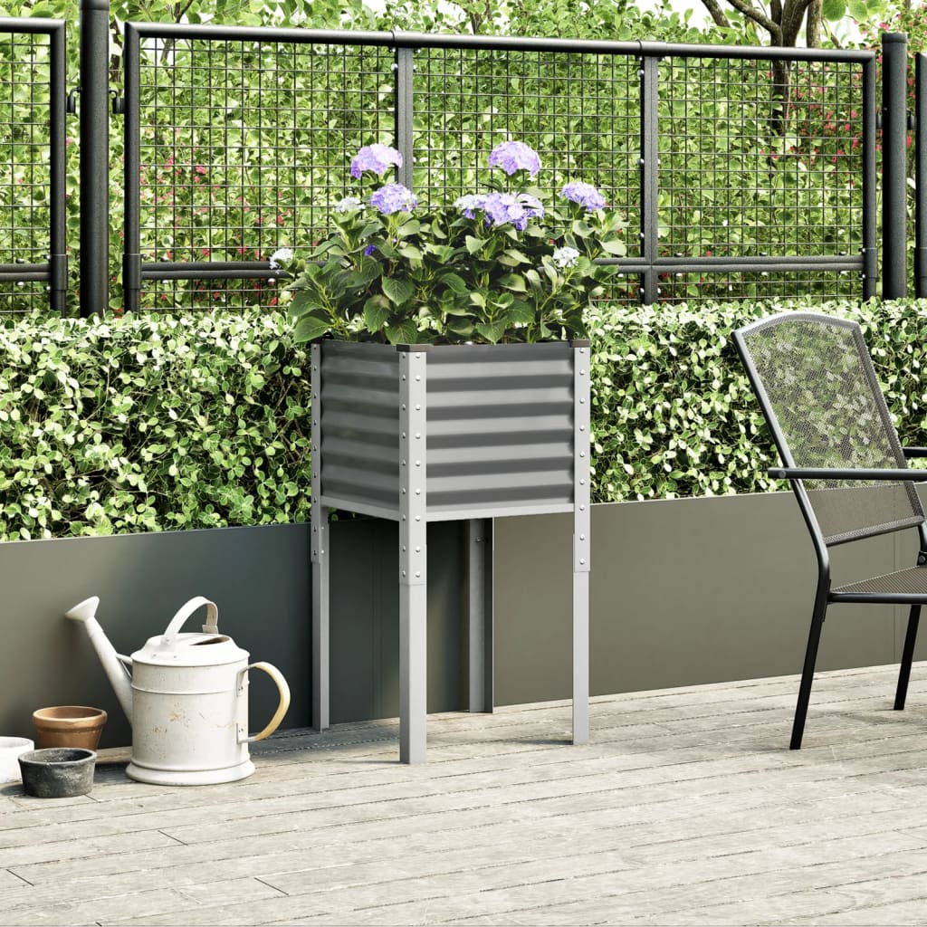 NNEVL Garden Planter Grey 45x45x88 cm Steel-2