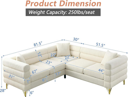 Oversized White Corner Sofa 5 Seater Teddy Couch-2