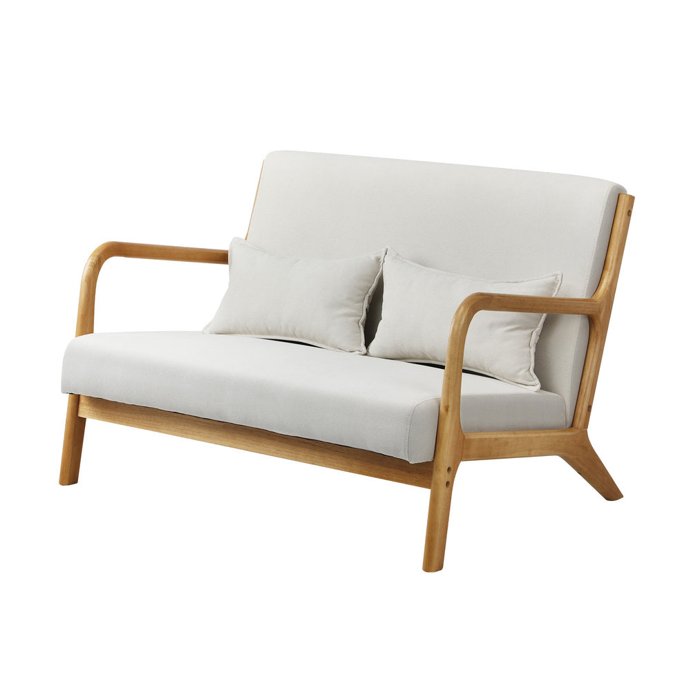 NNEED Armchair Couch Pillows 2 Seater Fabric Beige-4