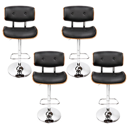 NNEDSZ Artiss 4x Bar Stools Gas Lift Leather Black-2