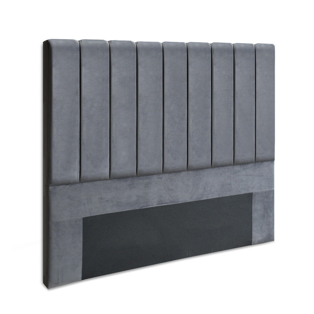 NNEDSZ Double Size Bed Head Headboard Bedhead Bed Frame Base VELA Grey Fabric-0