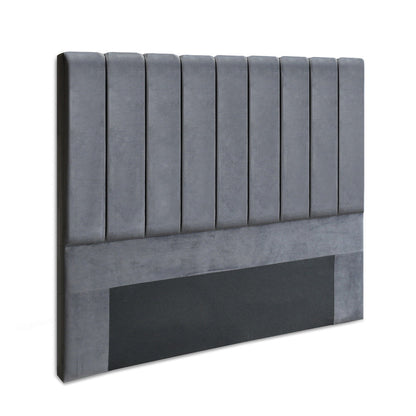 NNEDSZ Double Size Bed Head Headboard Bedhead Bed Frame Base VELA Grey Fabric-0