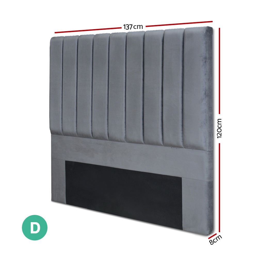 NNEDSZ Double Size Bed Head Headboard Bedhead Bed Frame Base VELA Grey Fabric-1