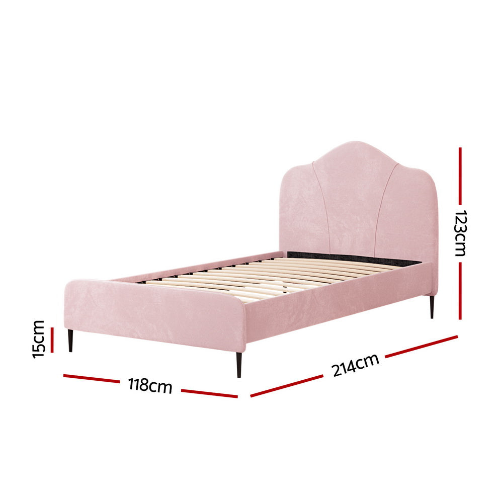 NNEDSZ Artiss Bed Frame King Single Size Velvet Pink OLAN-1