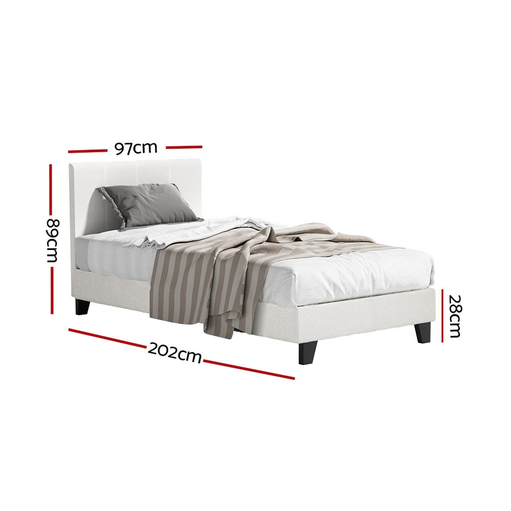 NNEDSZ Artiss Bed Frame Single Size Boucle NEO-1