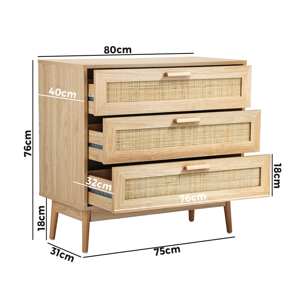 NNEED 3 Chest of Drawers Clothes Storage Rattan-3