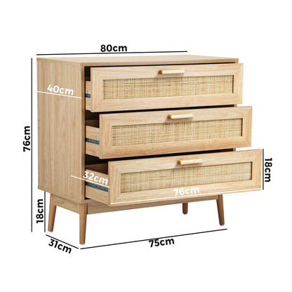 NNEED 3 Chest of Drawers Clothes Storage Rattan-3