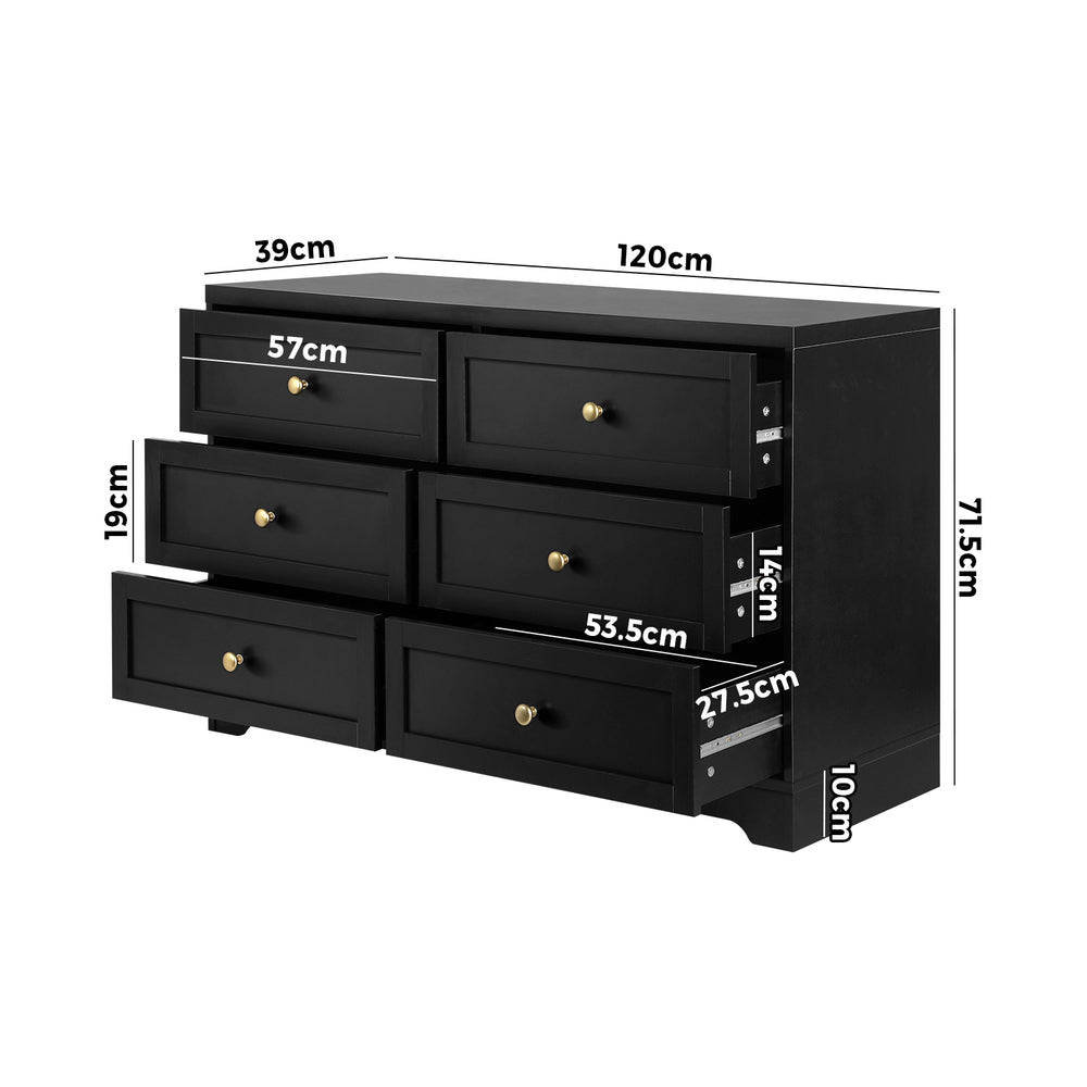 NNEED Chest of Drawers with 6 Drawers Black-3