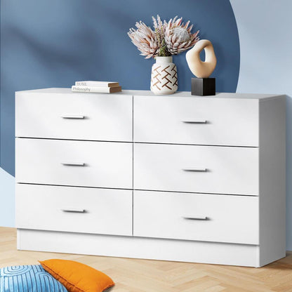 NNEED 6 Chest of Drawers Aluminum Handles White-2