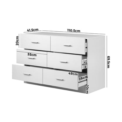 NNEED 6 Chest of Drawers Aluminum Handles White-4