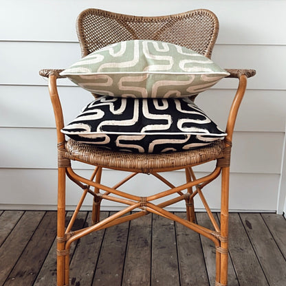 Cushion Cover-With Black Piping-Maze Black-60cm x 60cm-1