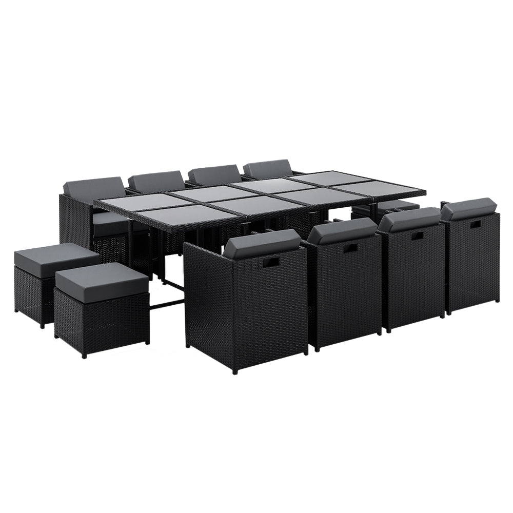 NNEDSZ 13 Piece Wicker Outdoor Dining Table Set-0