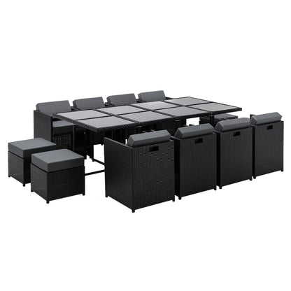 NNEDSZ 13 Piece Wicker Outdoor Dining Table Set-0