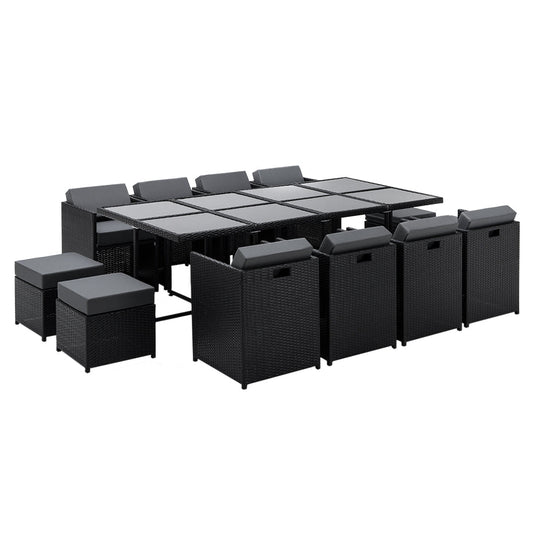 NNEDSZ 13 Piece Wicker Outdoor Dining Table Set-0