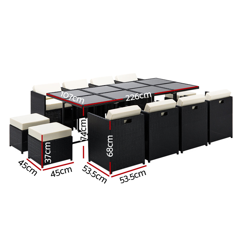 NNEDSZ 13 Piece Wicker Outdoor Dining Table Set-1