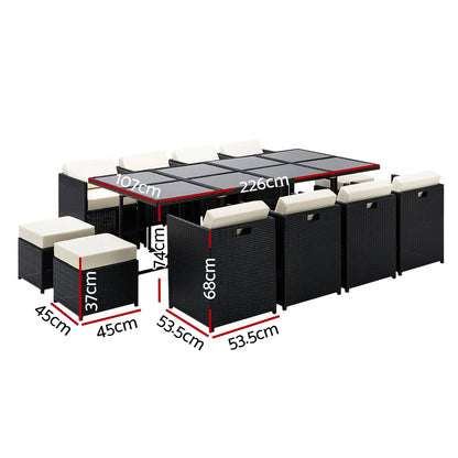 NNEDSZ 13 Piece Wicker Outdoor Dining Table Set-1