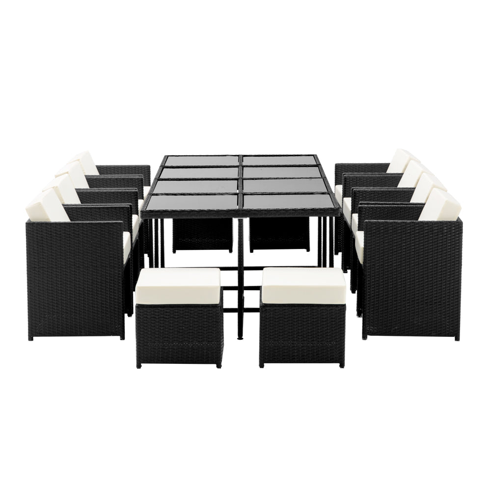 NNEDSZ 13 Piece Wicker Outdoor Dining Table Set-3