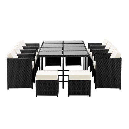 NNEDSZ 13 Piece Wicker Outdoor Dining Table Set-3