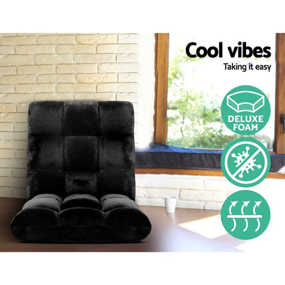 NNEDSZ Lounge Sofa Floor Recliner Futon Chaise Folding Couch Black-3