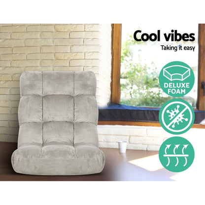 NNEDSZ Lounge Sofa Floor Recliner Futon Chaise Folding Couch Grey-3