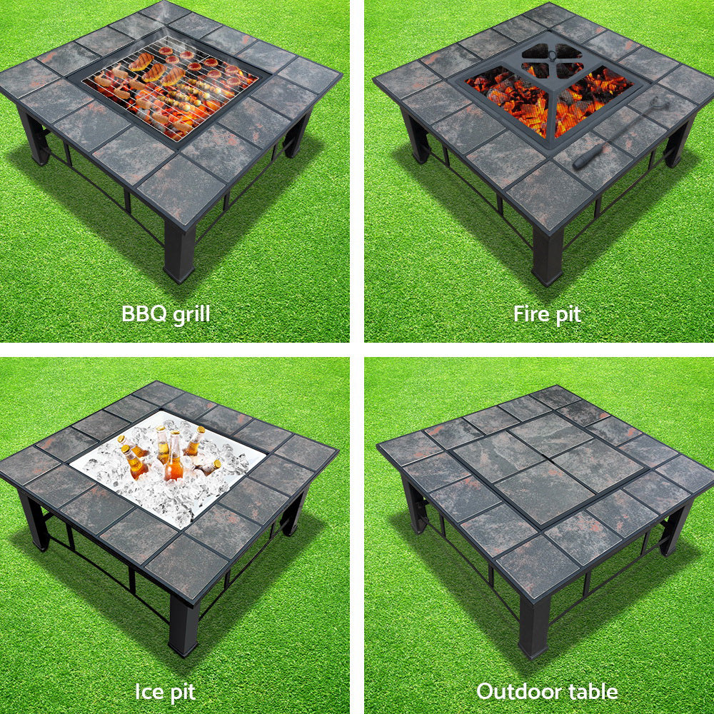 NNEDSZ Pit BBQ Grill Smoker Table Outdoor Garden Ice Pits Wood Firepit-3