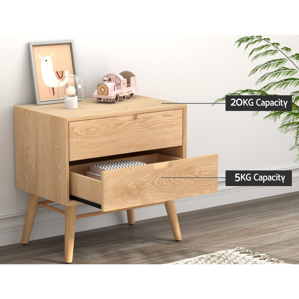 NNEDSZ Artiss Bedside Table Drawers Side End Table Storage Cabinet Nightstand Oak GINO-4
