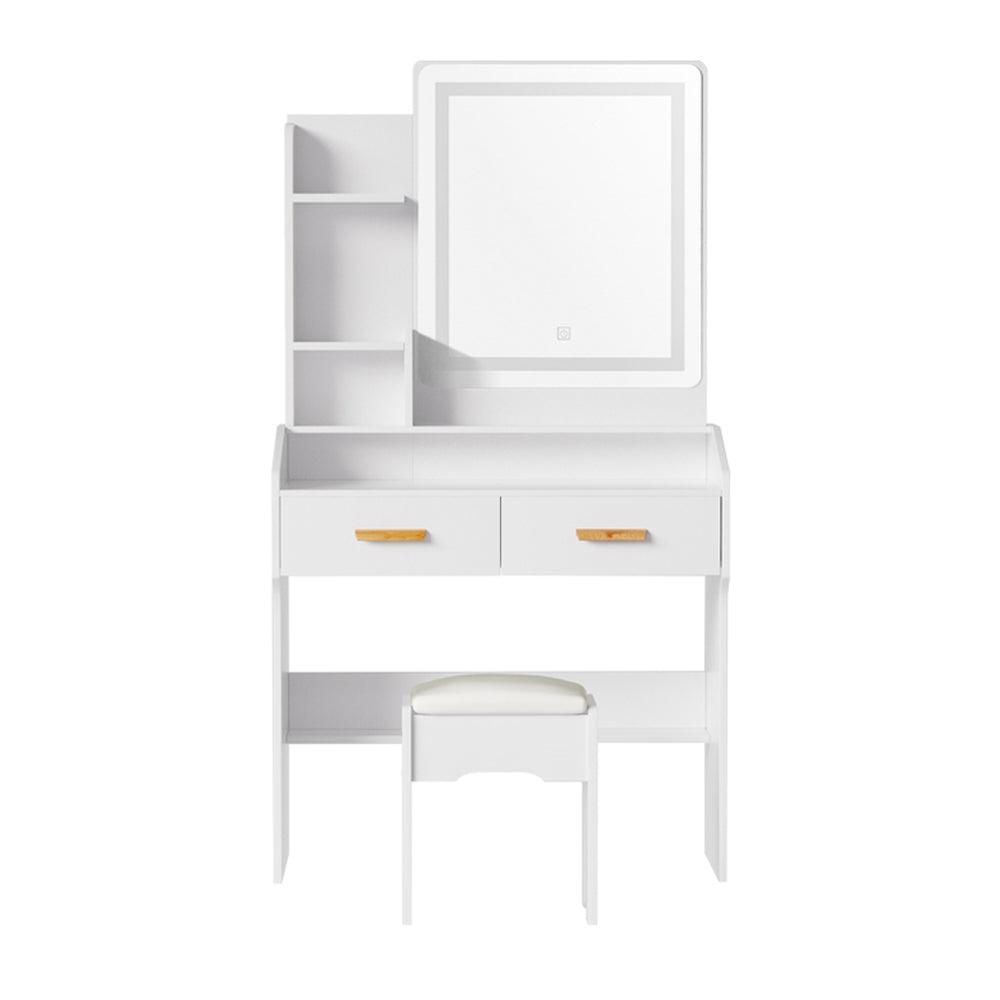 NNEDSZ Dressing Table LED Makeup Mirror Stool Set Vanity Desk White-2