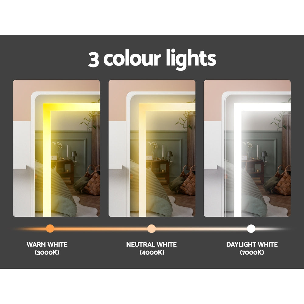 NNEDSZ Dressing Table LED Makeup Mirror Stool Set Vanity Desk White-3