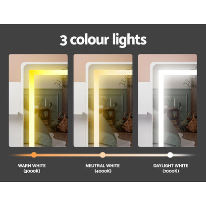 NNEDSZ Dressing Table LED Makeup Mirror Stool Set Vanity Desk White-3