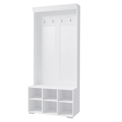 NNEDSZ Shoe Cabinet Storage Rack Shoe Bench Hall Tree Coat Rack White 180CM-0
