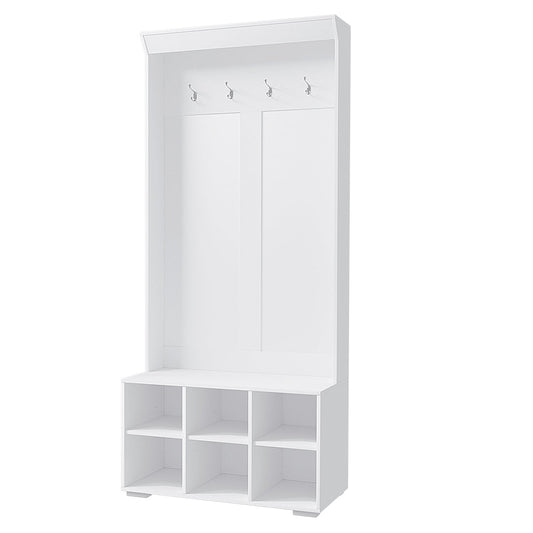 NNEDSZ Shoe Cabinet Storage Rack Shoe Bench Hall Tree Coat Rack White 180CM-0