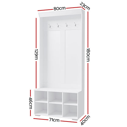 NNEDSZ Shoe Cabinet Storage Rack Shoe Bench Hall Tree Coat Rack White 180CM-1