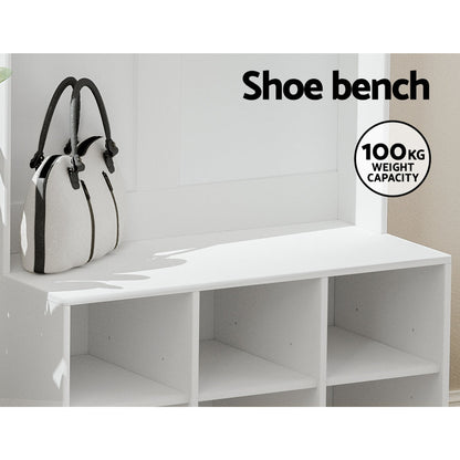 NNEDSZ Shoe Cabinet Storage Rack Shoe Bench Hall Tree Coat Rack White 180CM-4