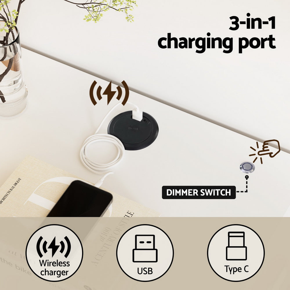 NNEDSZ Artiss Smart Bedside Table LED Wireless Charging Ada-4