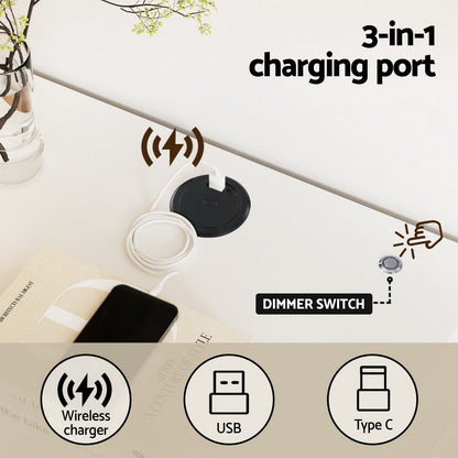 NNEDSZ Artiss Smart Bedside Table LED Wireless Charging Ada-4