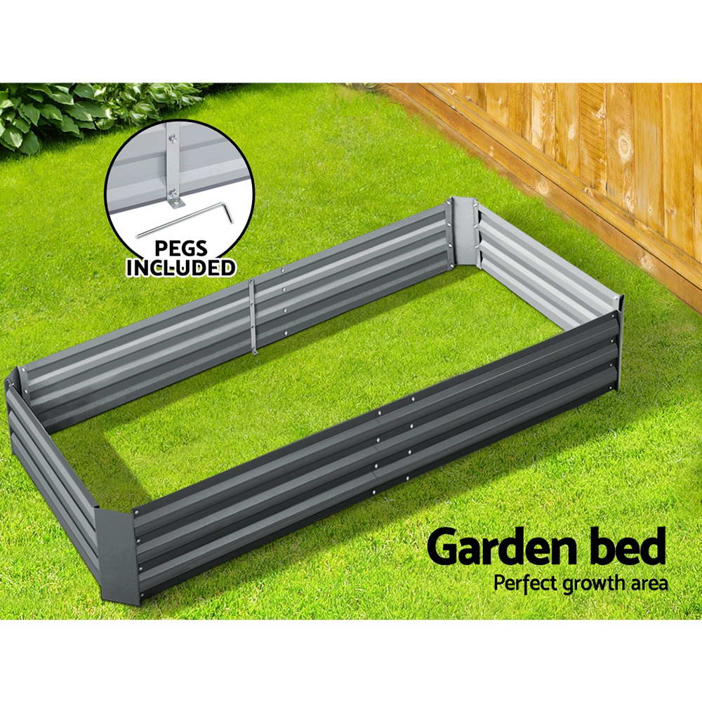 NNEDSZ Greenfingers 180x90x30CM Galvanised Raised Garden Bed Steel Instant Planter-3