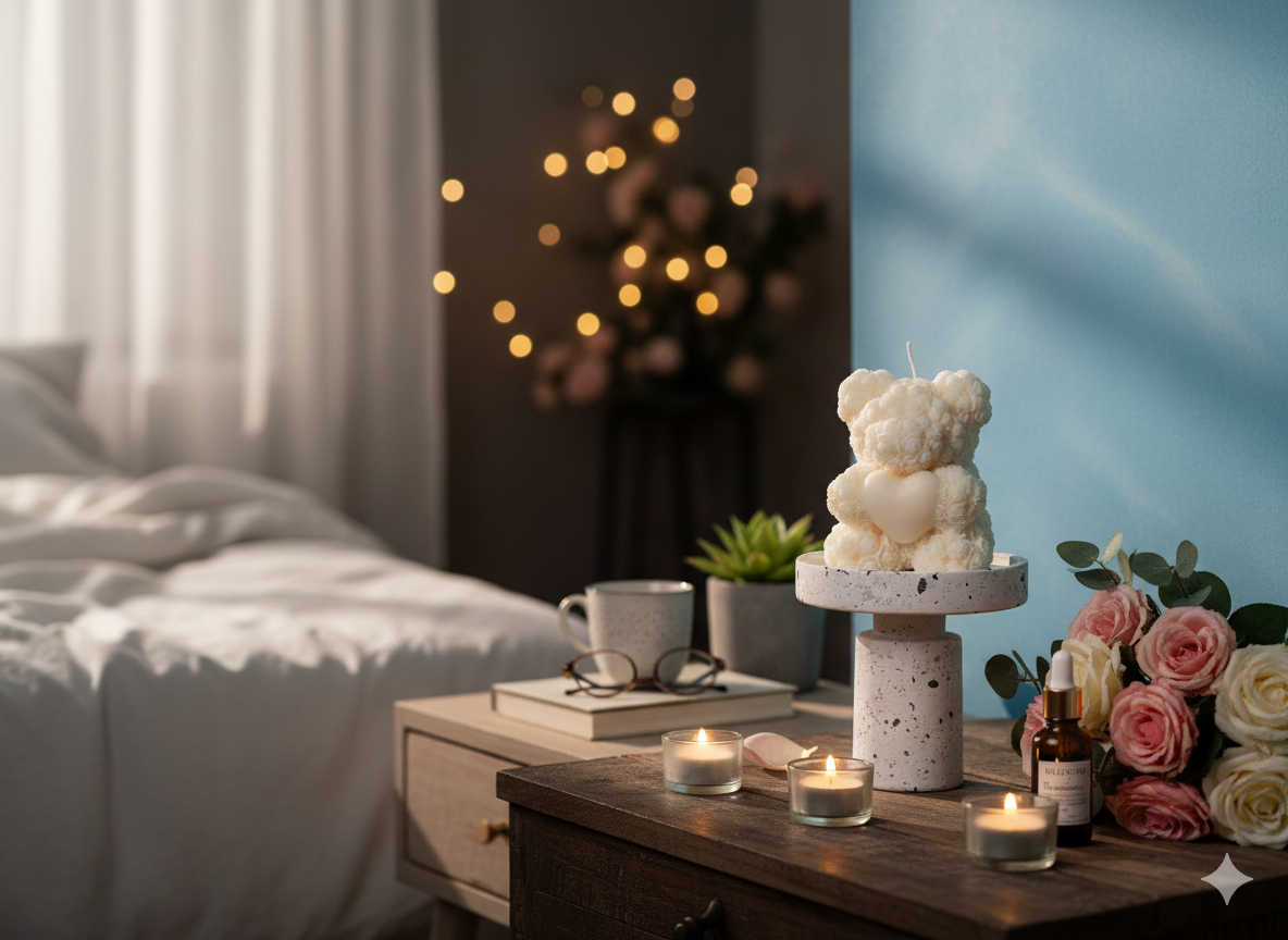 Handmade Rose Bear Candle - Unique Decorative Gift for Home Decor-1