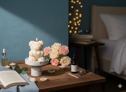 Handmade Rose Bear Candle - Unique Decorative Gift for Home Decor-2