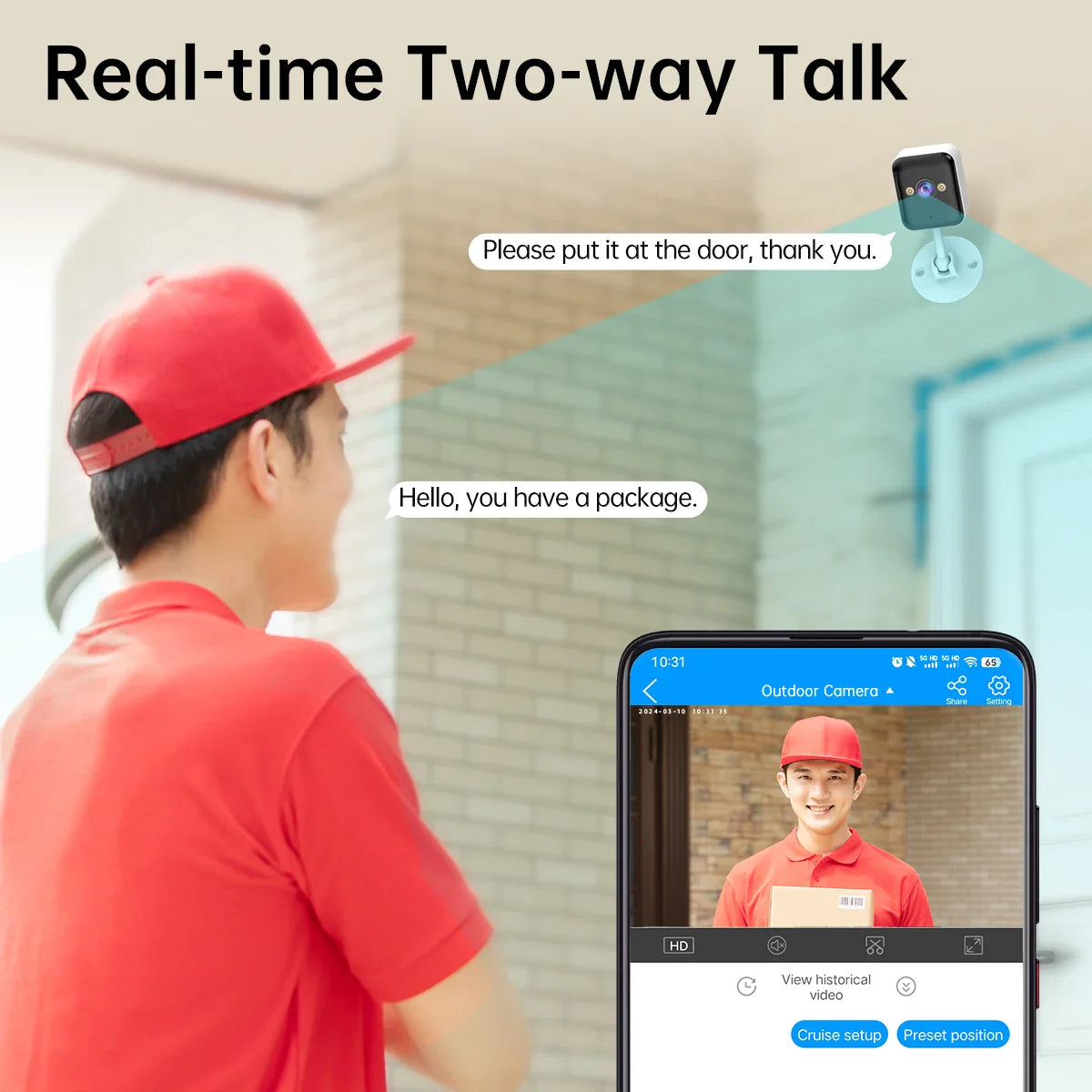 Cámara de Seguridad Exterior WiFi 1080P con Zoom 5x y Visión Nocturna en Color – NNEOBA Smart Protect