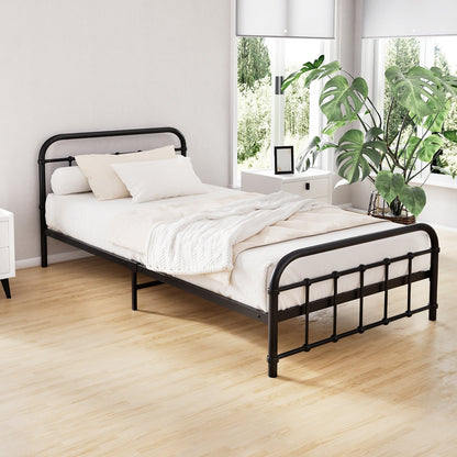 NNEDSZ Artiss Bed Frame Metal Bed Frame LEO - King Single(Black)-0